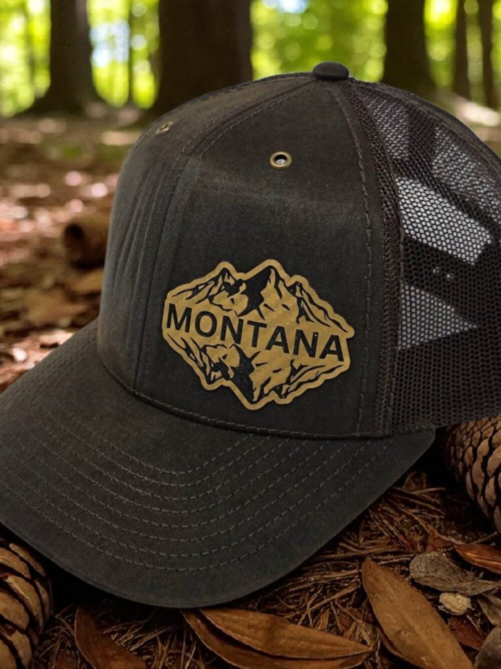 Montana Mountain Trucker Cap - Richardson 112WF Laser Engraved Patch